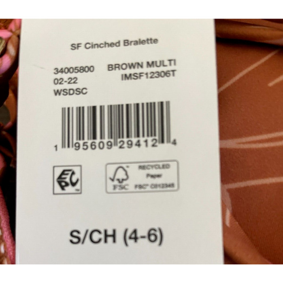 Sandflower Womens Cinched Bralette Bikini Swim Top Size Small 4-6 Brown NWT - Picture 10 of 10